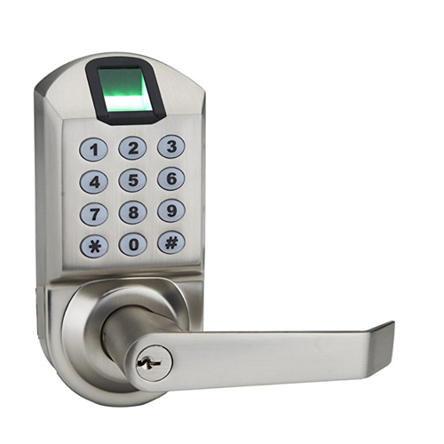 Ardwolf A1 Fingerprint Door Lock, Keyless Biometric Keypad Lock, with Reversible Lever and Automatic Locking, No Drills Needed - Satin Nickel